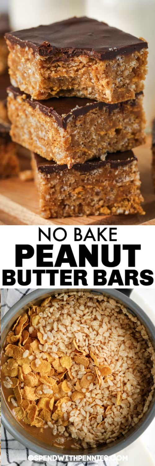 edény tele hozzávalókkal, hogy ne sütjünk mogyoróvaj négyzeteket és kész négyzeteket egy halomban