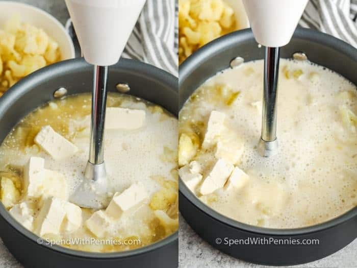 Krémes, sajtos és finom karfiollevest könnyű elkészíteni a főzőlapon vagy az Instant Pot-ban. Tartsa melegen a Crockpot-ban, és egész nap tálalja! # költemények # karfiolleves # leves # recept # krém # egészséges # krémes # sajtos # könnyű # burgonya # pörkölt az egyszerű karfiolleves keverésének folyamata