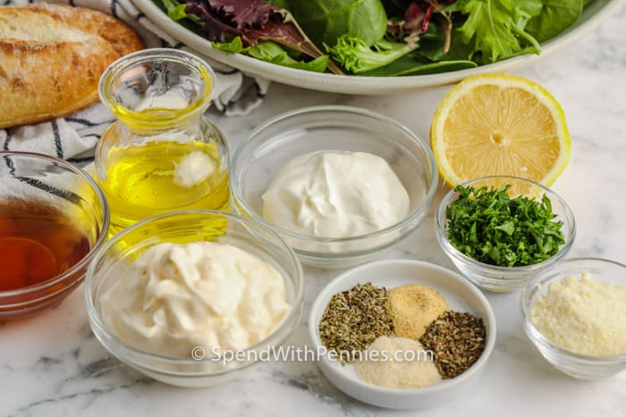 összetevők a krémes olasz öntet elkészítéséhez