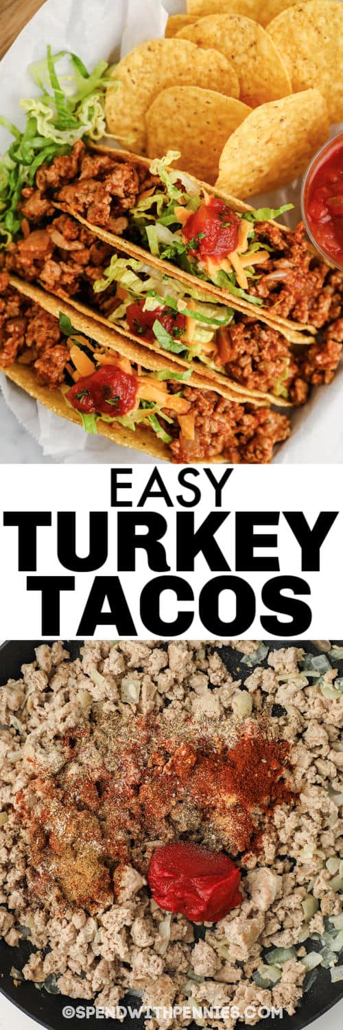 főző pulyka és Easy Turkey Tacos címmel borítva