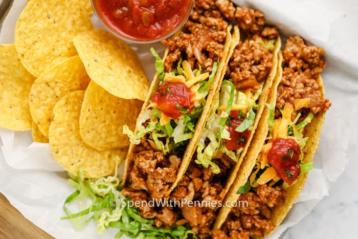 felülnézet Easy Turkey Tacos