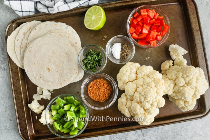 hozzávalók a karfiol Tacos elkészítéséhez