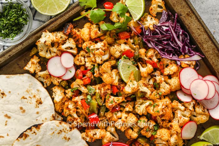 Karfiol Tacos hozzávalók egy tepsibe