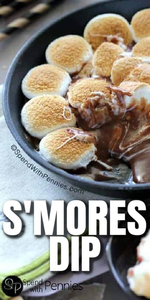 A S'mores Dip egy desszertes mártogatás, amelyet mindenki szeretni fog. Tökéletes gyümölcs, graham keksz vagy akár perec mártására. #spendwithpennies # s'moresdip #smoresdip # desszert # recept #oven # skillet # nyugodt # bolyhos # howtomake # sertéscsésze # tábortűz Hot S'mores Dip a serpenyőben címmel