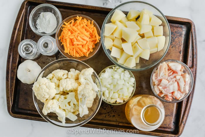 hozzávalók a karfiol cheddar leves elkészítéséhez