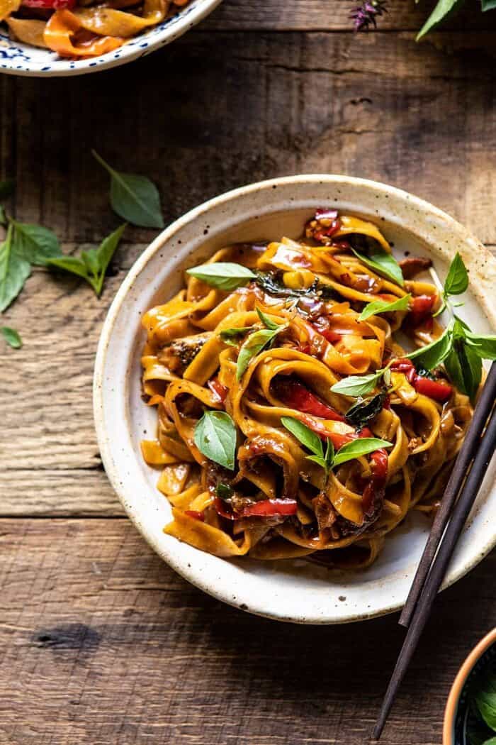 Better Than Takeout Thai Drunken Noodles | halfbakedharvest.com #takeout #noodles #weeknightrecipe #Thai