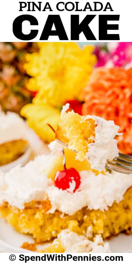 Pina Colada torta villával, írással