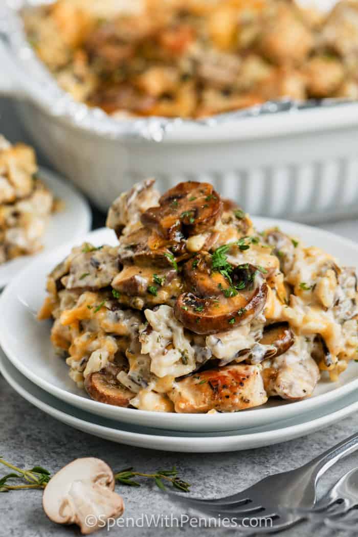 plated Chicken and Wild Rice Casserole