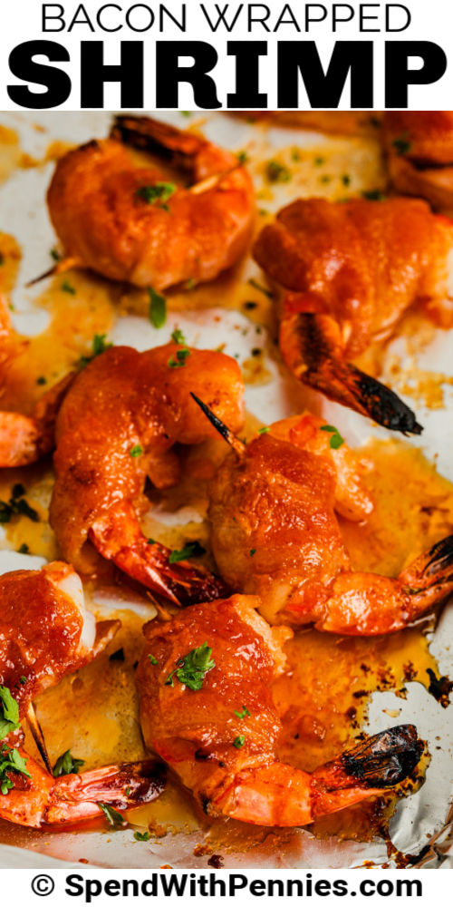 közelről a Bacon Wrapped Shrimp címmel