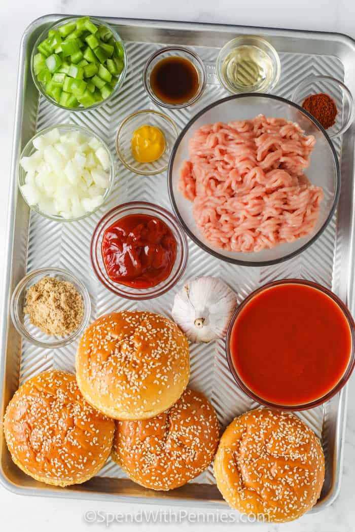 hozzávalók a pulyka Sloppy Joes készítéséhez