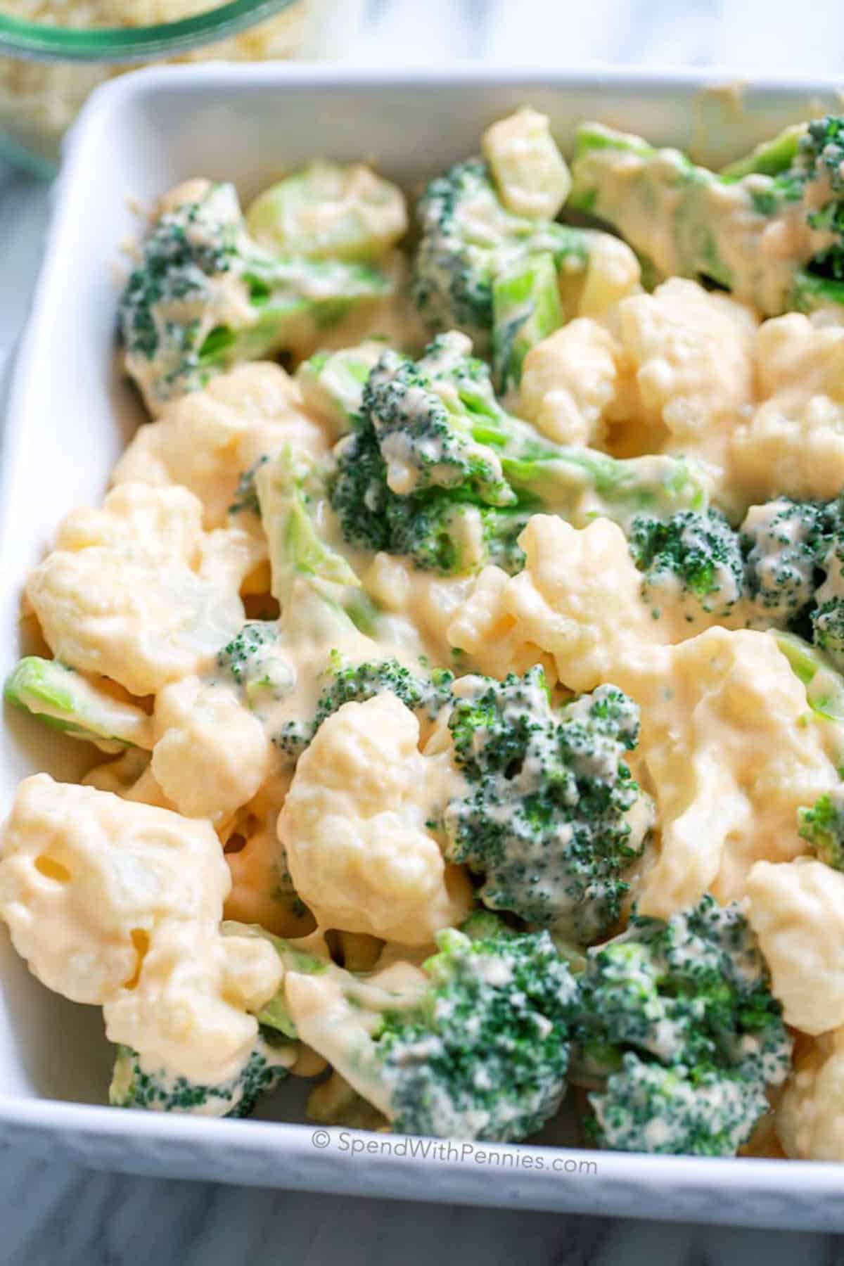 broccoli cauliflower casserole prepared without topping